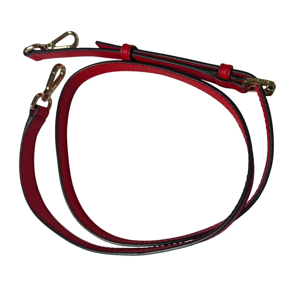 Michael Kors Red Saffiano Leather Adjustable Crossbody Bag Strap Gold Hardware